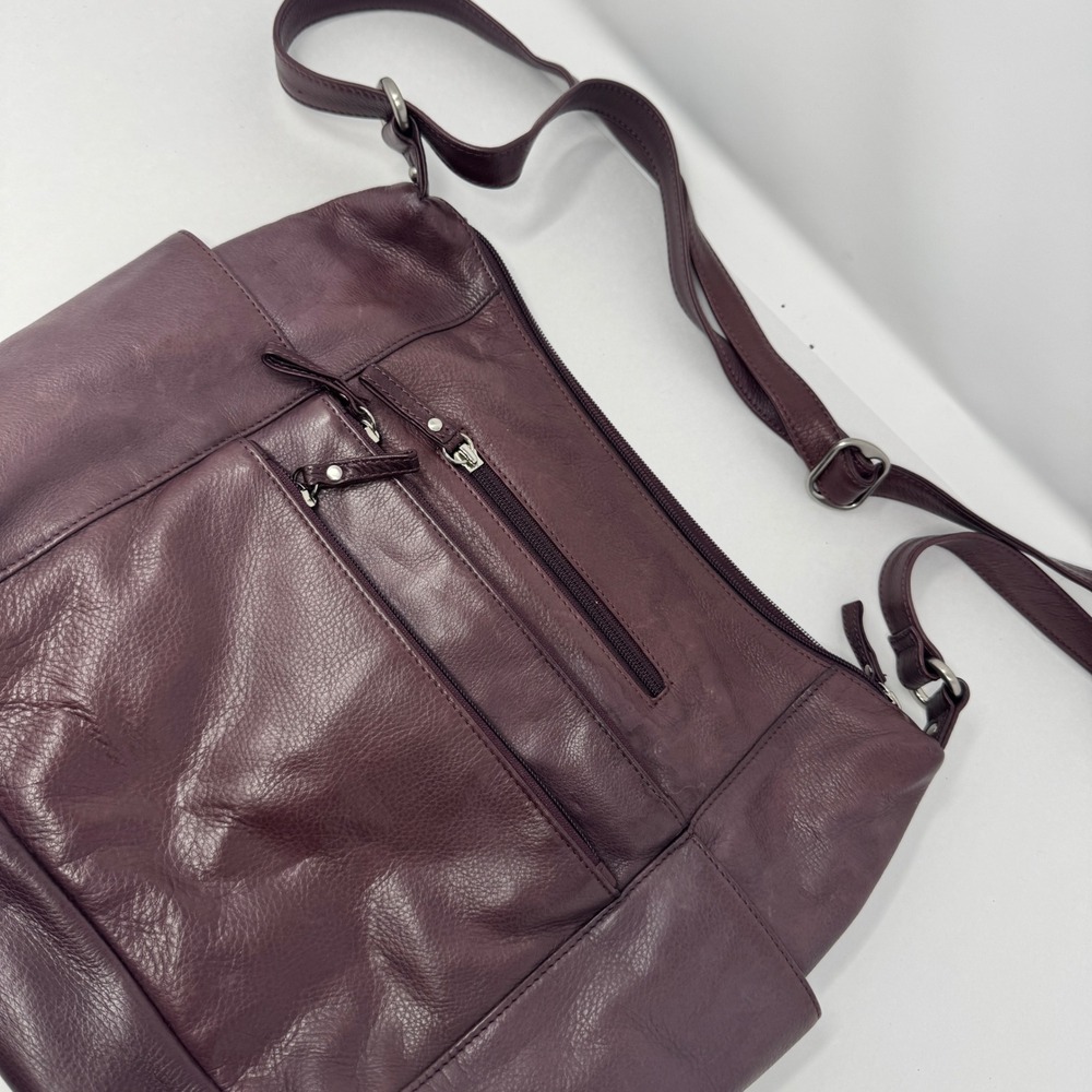 Osgoode Marley Plum Leather RFID Crossbody Bag Organizer Purse